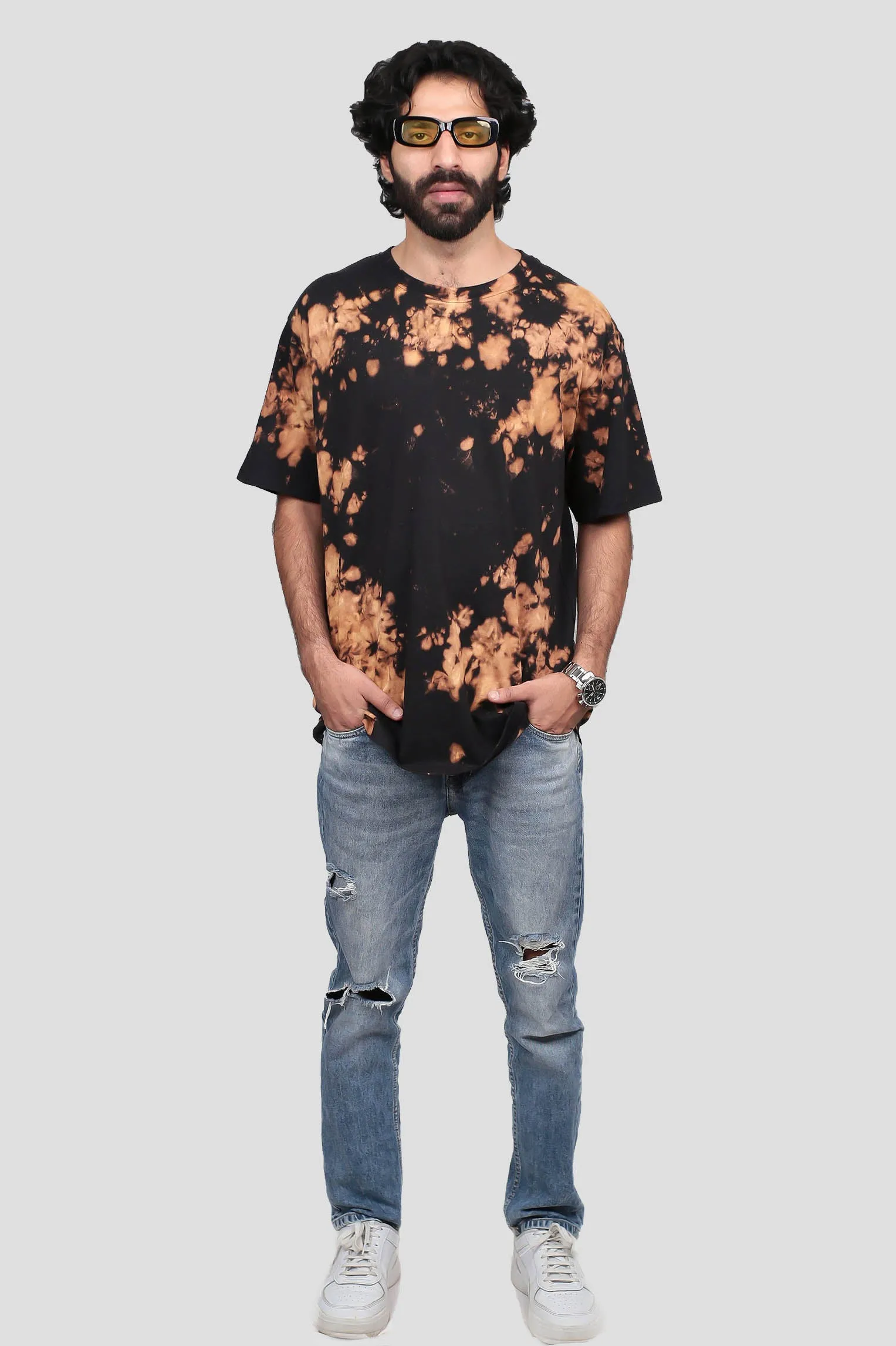 Oversized Black Tie & Dye T-shirt