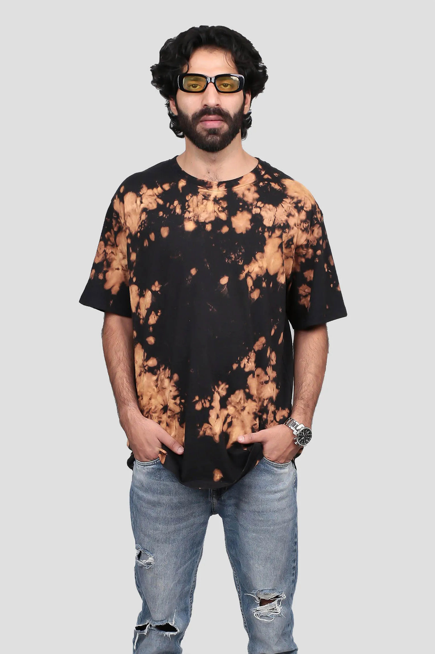 Oversized Black Tie & Dye T-shirt