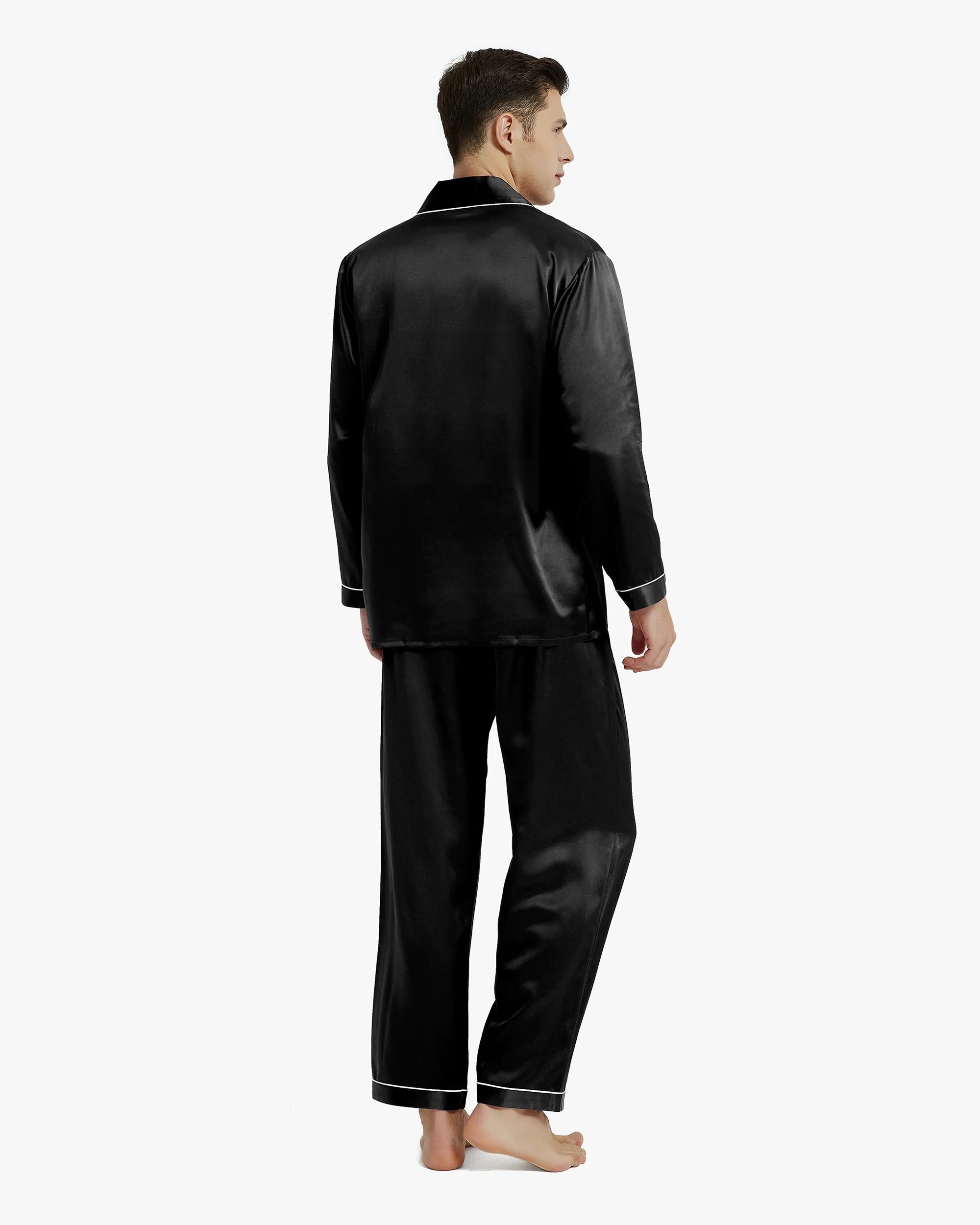 Piped Silk Pajamas - For Men