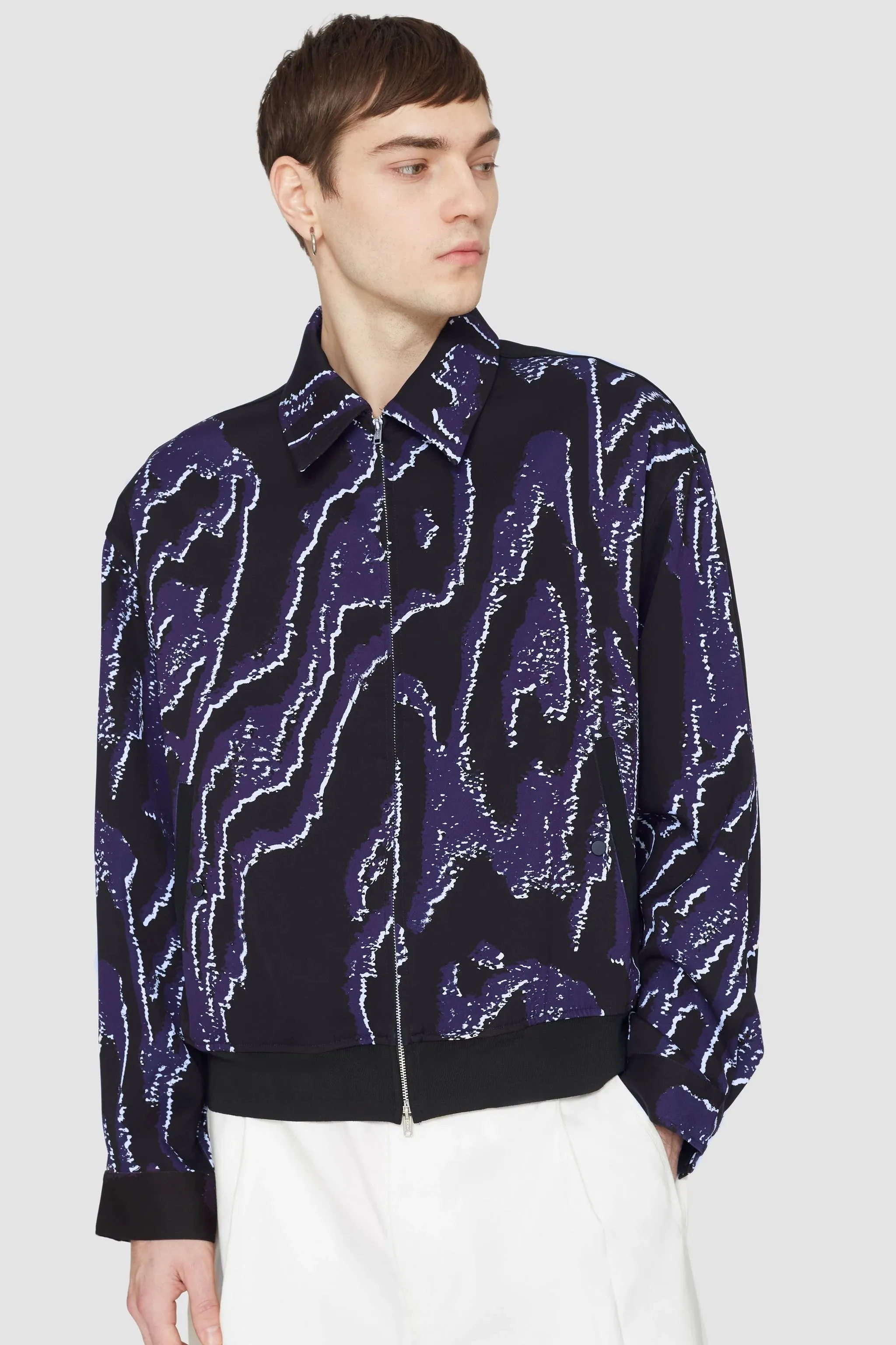 Printed Zip-Front Bowler Jacket