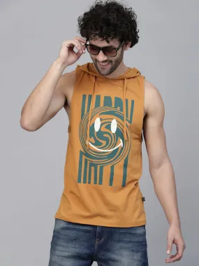 Quirky Print Cotton Jersey Hooded Vest T-Shirt