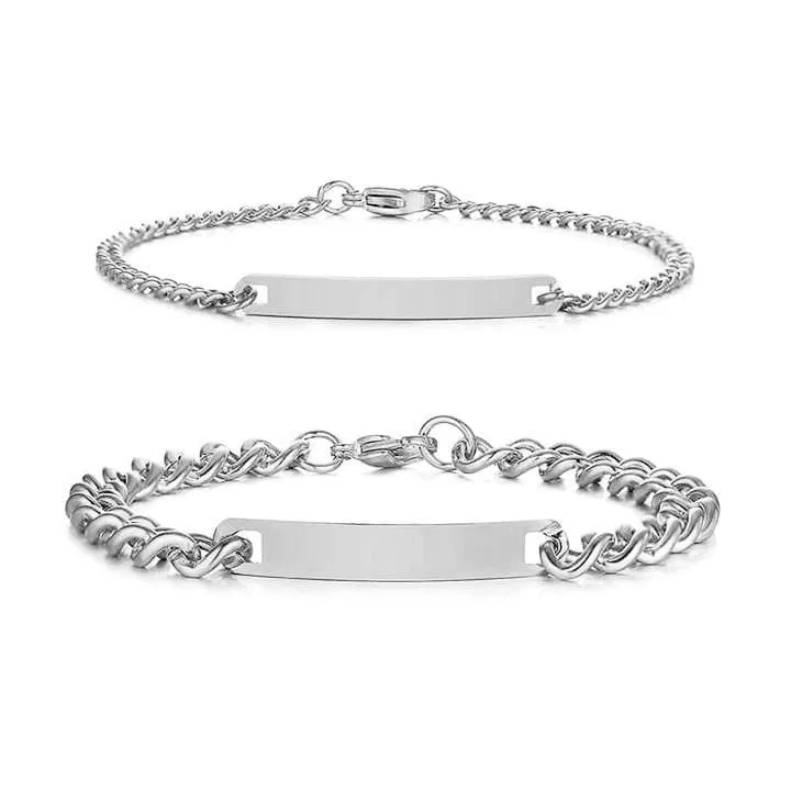 Rose Box   Engraved Couples Bracelets