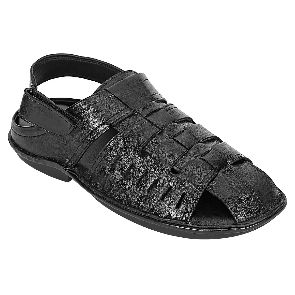 SeeandWear Men Leather Black Sandal