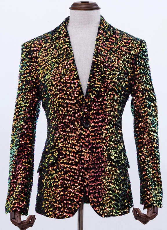 sequin blazer men, gold/black