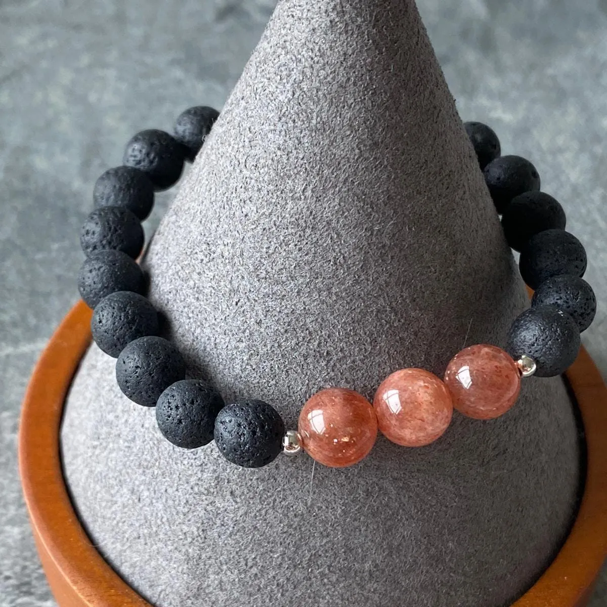 Sunstone & Lava Stone Men Bracelet