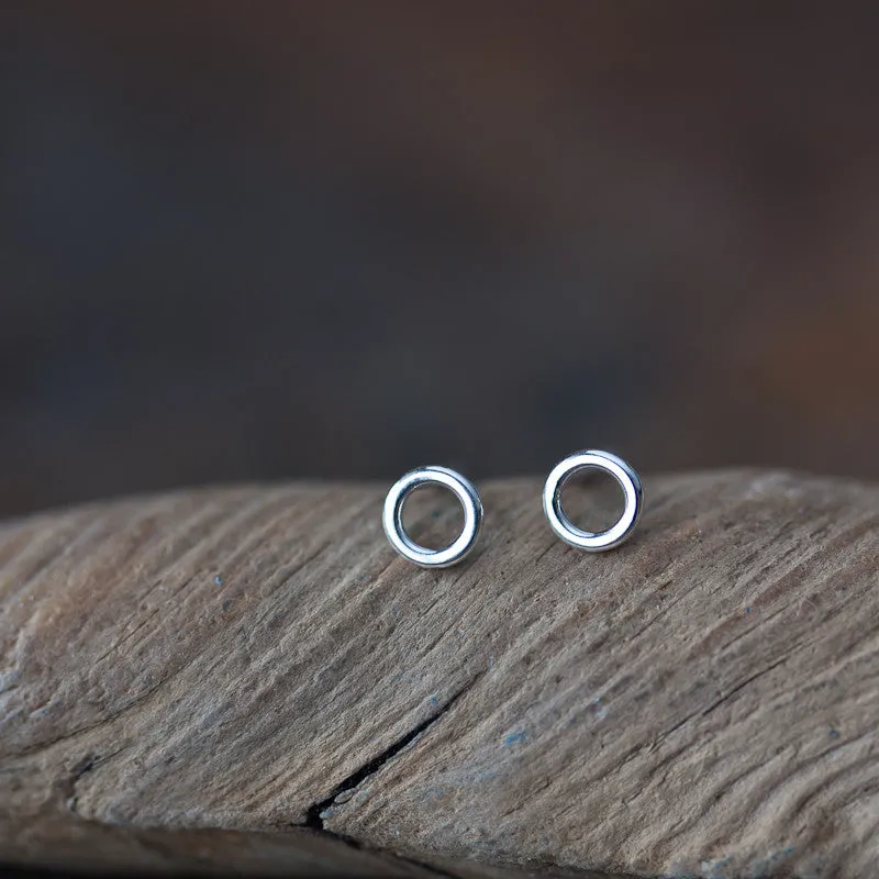 Teeny Tiny Circle Stud Earrings, 4.5mm