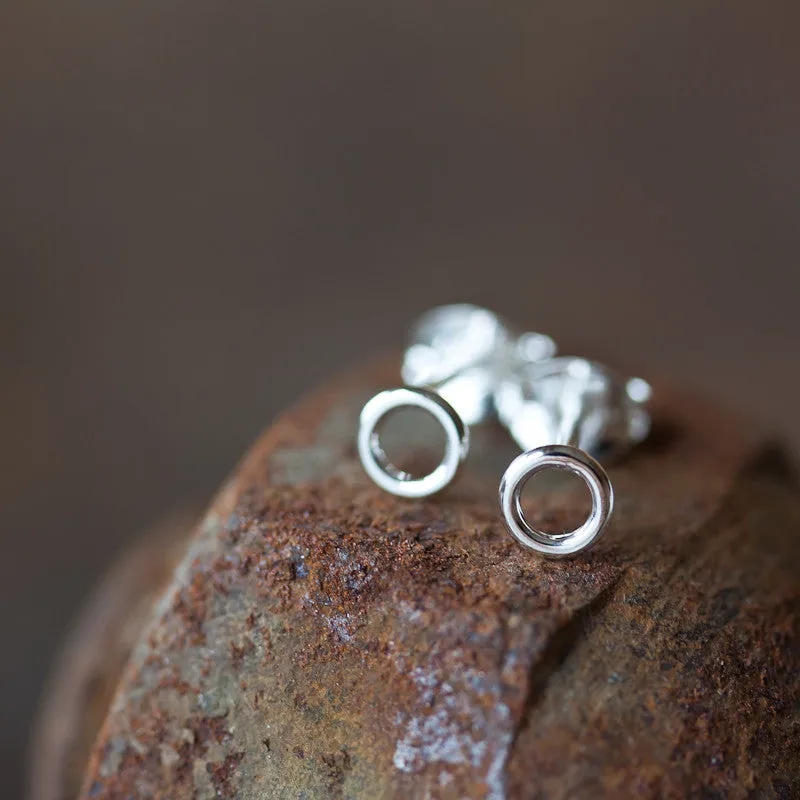 Teeny Tiny Circle Stud Earrings, 4.5mm