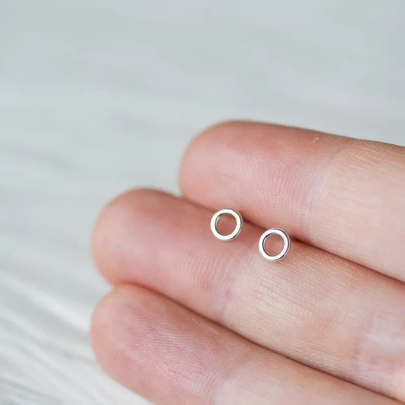 Teeny Tiny Circle Stud Earrings, 4.5mm