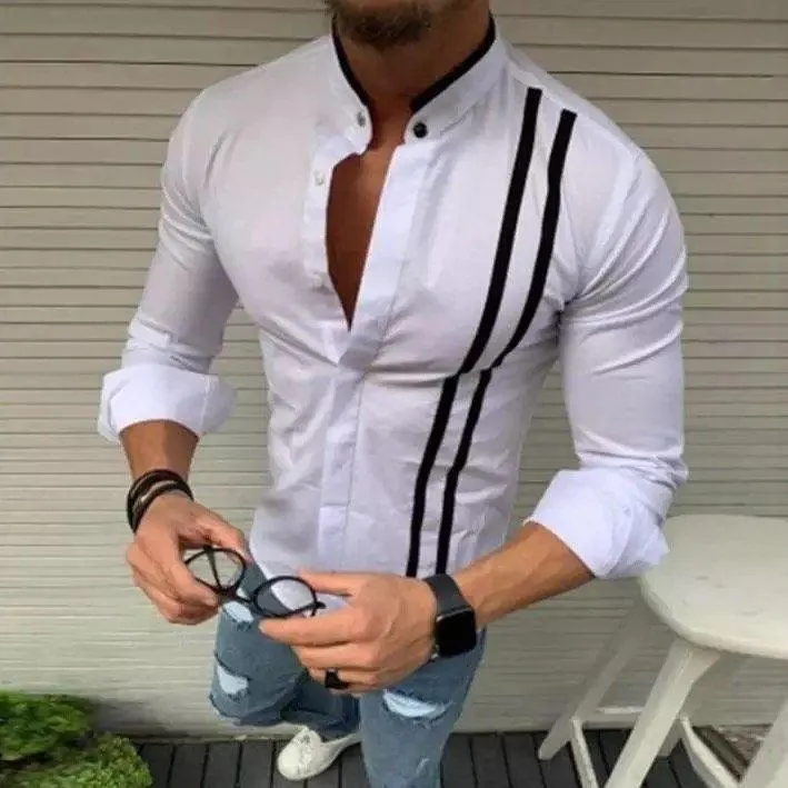 Trybuy Trendy Fashionable Branded White Cotton Button-Up Shirt For Men