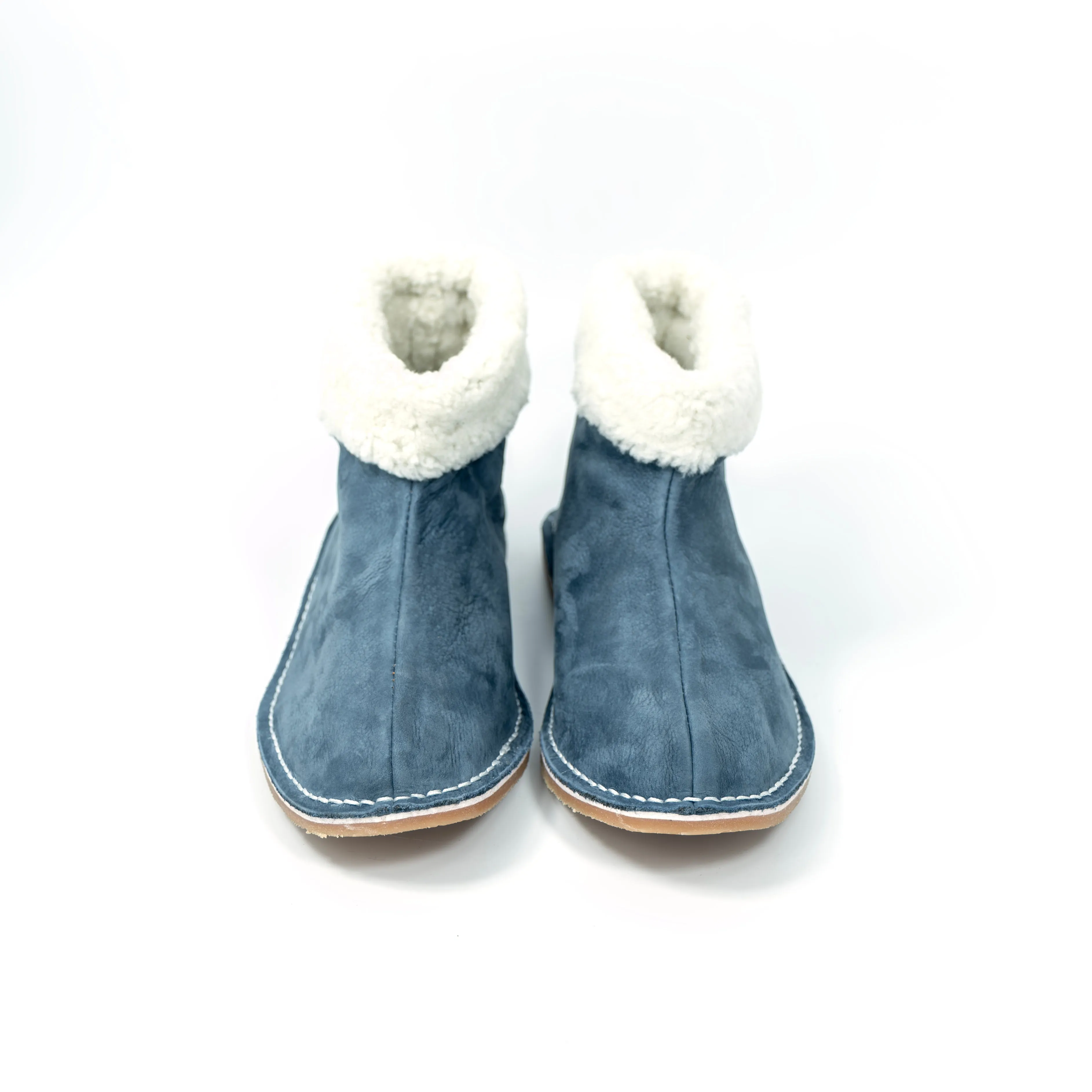 Unisex Genuine Leather Wool Boots (Navy)