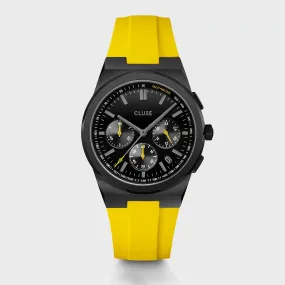 Vigoureux Chrono Watch Silicone Yellow, Black Colour