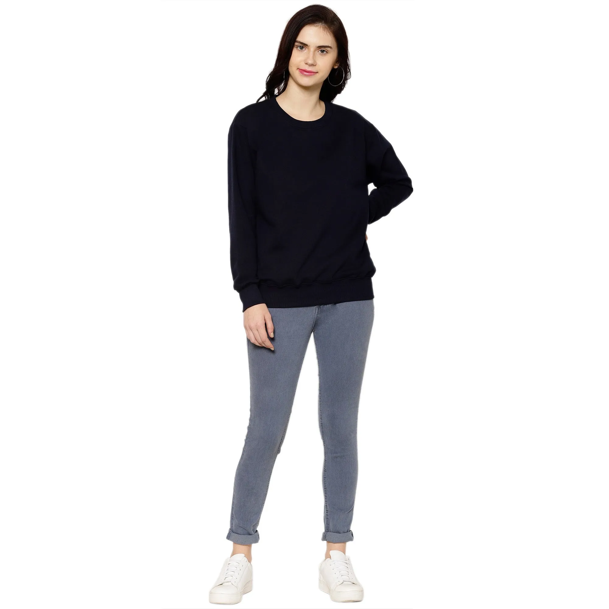 Vimal Jonney Fleece Round Neck Sweatshirt for Women